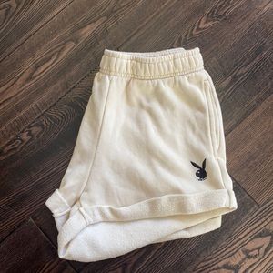 creme playboy sweat shorts from pacsun !